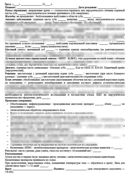 Хирургия: шаблоны карт для стоматологии